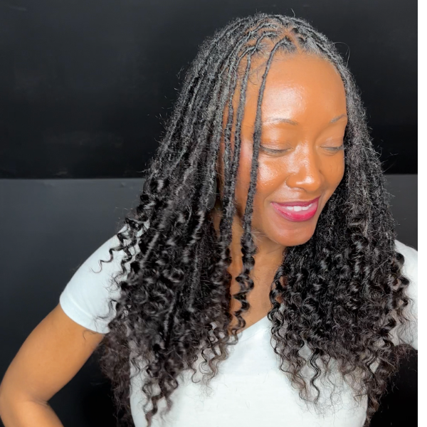 Curly dreadlock loc extensions inspired by Meagan Good and Lisa Bonet